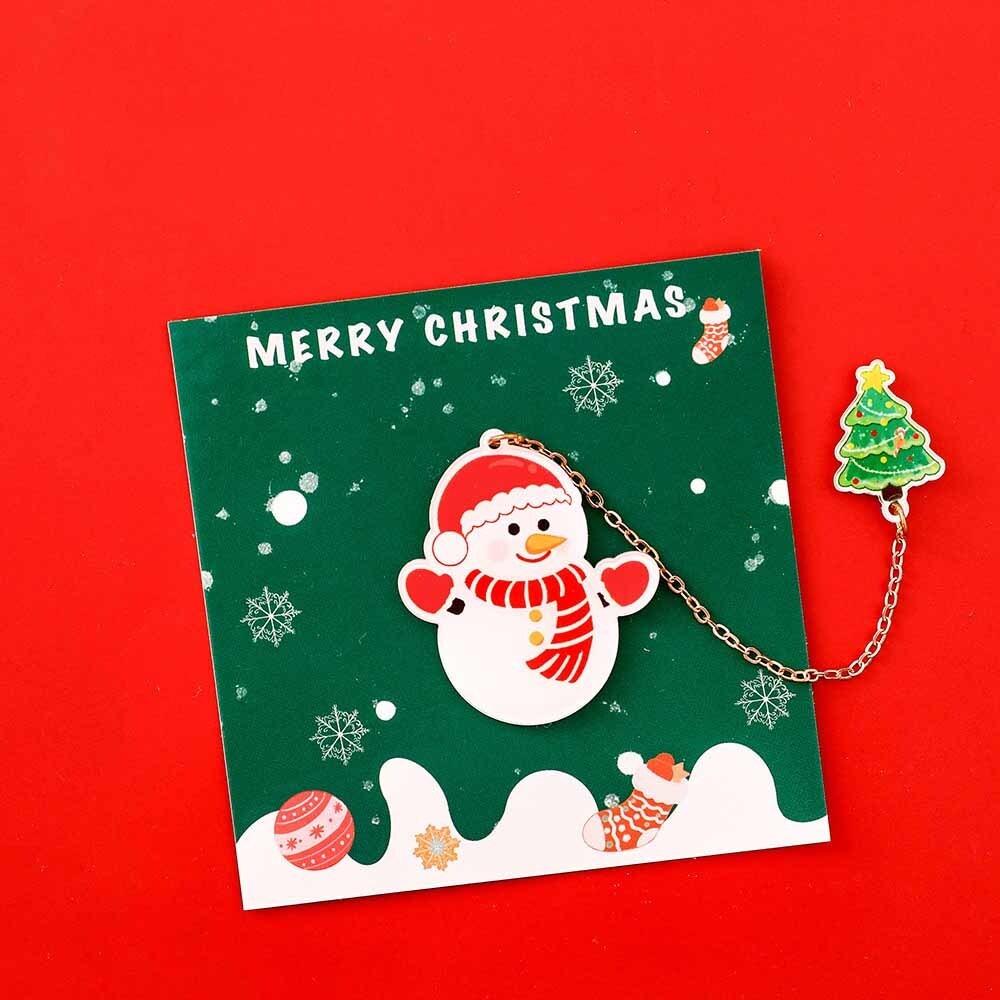 1 Piece Cartoon Christmas Metal Santa Claus Acrylic Pendant Bookmark School Office Supplies Bookmarks Cute Stationery