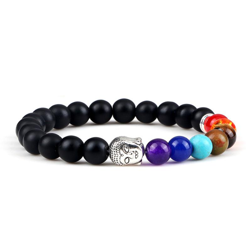 Trendy Women s Elastic Beaded Bracelet with Buddha Head - Multicolored