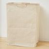 Foldable Cotton Linen Laundry Basket with Wooden Handles Waterproof Storage Hamper for Home Bedroom Bathroom