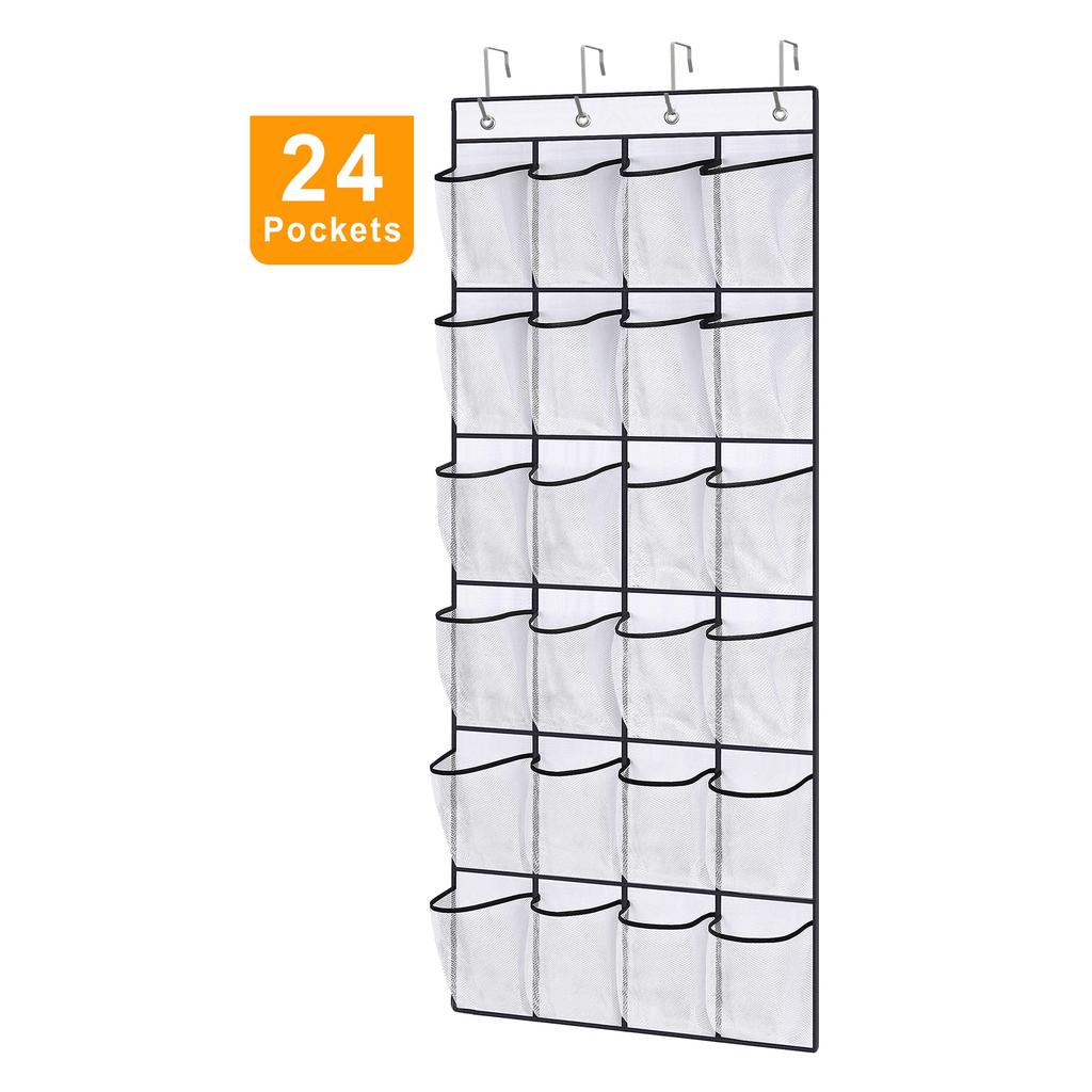 Over The Door Shoe Organizer, 35 Large Pockets Hanging Shoe Organizer, White