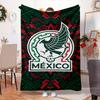 Mexico Football Crest Blanket Outdoor Flannel Blanket for Camping, Hiking, Garden Parties, Picnic Essentials,gift for family and friends