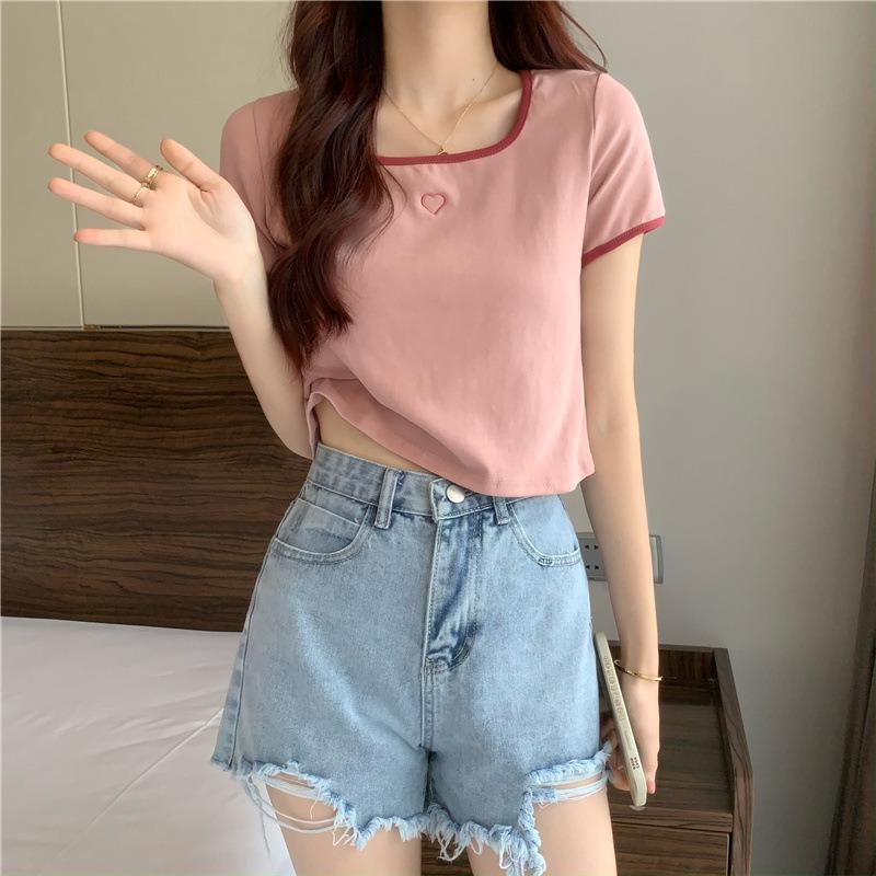 Love Embroidered T-shirt Women's Short Sleeve Top