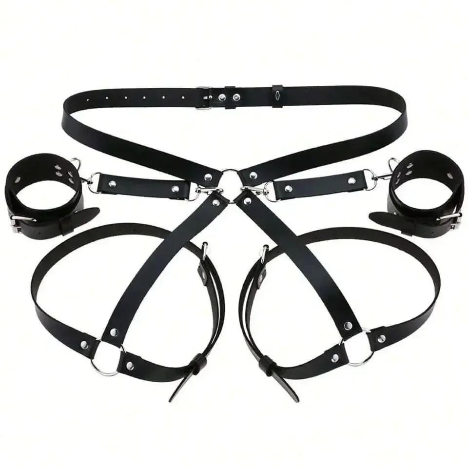 Erotic Toys Leather BDSM Set Handcuffs Play Couple Body Harness Cuffs Bondage Strap Erotic Adult Sex Toy