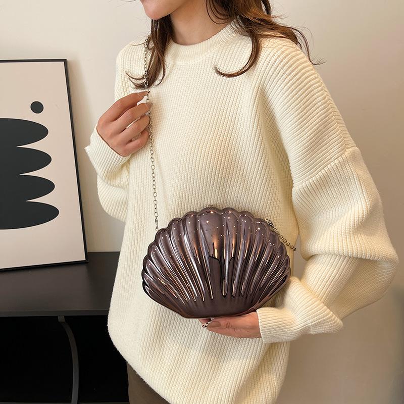 Acrylic shell bag 2025 new sweet girl fashion candy color foreign style versatile chain messenger dinner bag