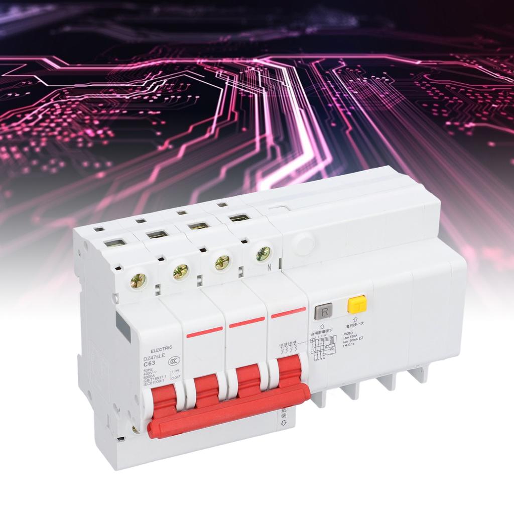 Miniature Circuit Breaker 4P+N Low Voltage Leakage Protection Switch AC 400V 63A DZ47sLE C63