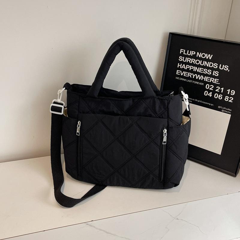 

Осенне-зимняя сумка-тоут большой вместимости для студентов, сумка через плечо в корейском стиле из хлопка, мягкая вощеная сумка чёрный