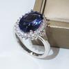 High Quality Big Dark Blue Stone Rings For Women Top Quality Flower Design Cubic Zircon Rings Fashion Jewelry Accessories