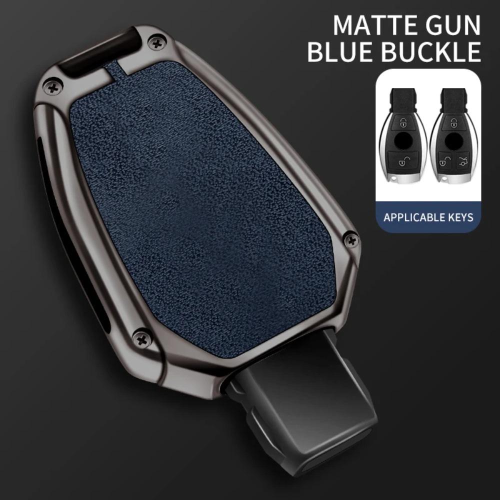 Leather Car Metal Key Case Cover Shell for Mercedes Benz A B C E Class GLS GLA GLK GLC CLS CLA AMG W204 W205 W212 W463 W176