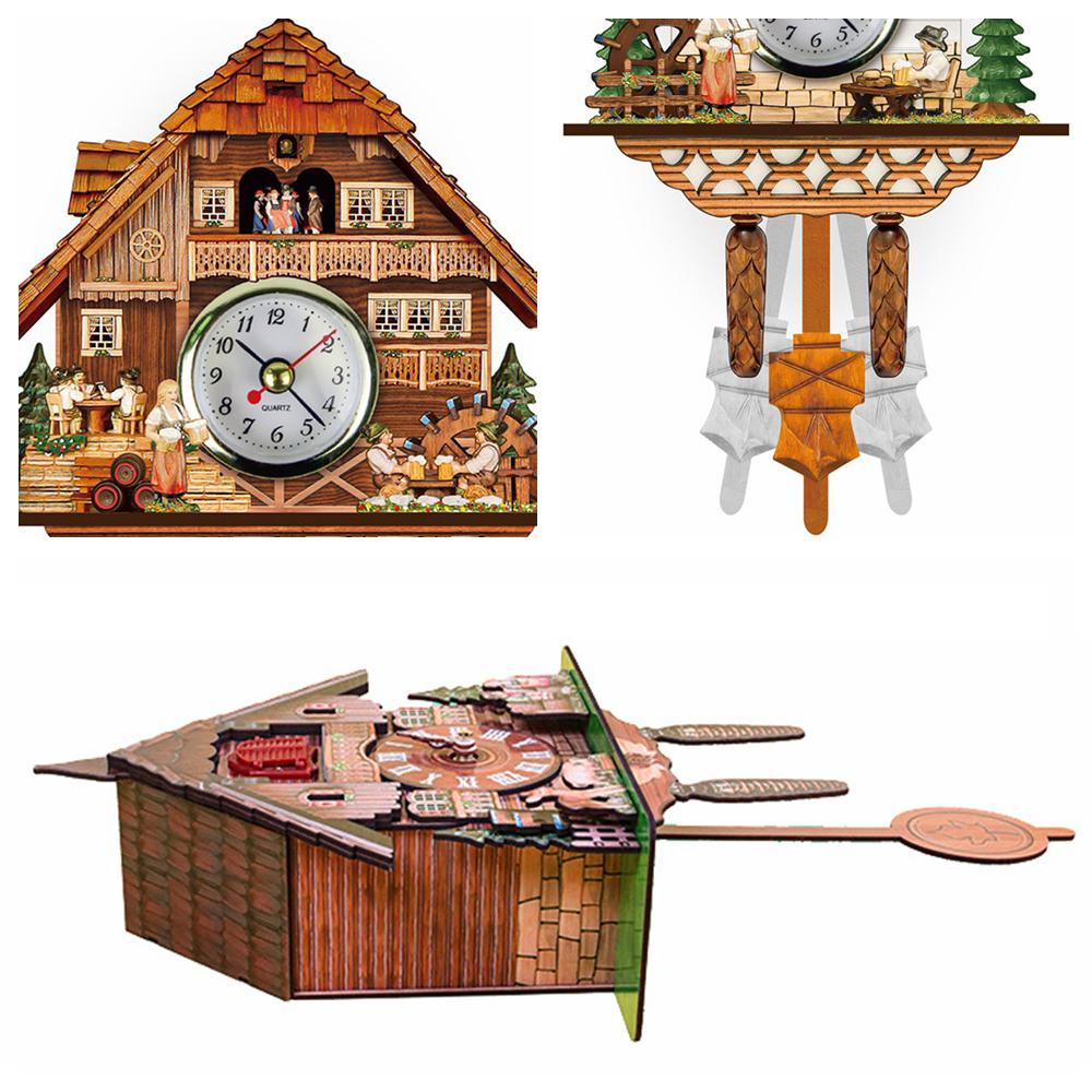 Living Room Forest House Handcraft Wall Clock Quartz Wooden Cuckoo Clocks