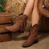 New Style Shoes: Retro Short-top Low-heeled Boots for Women, Round-toed Thick-heeled Side-zipper Boots for Women
