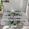 Floral Linen Floor Mat Printed Courtyard Entrance Door Mat Anti Slip Bathroom Floor Mat Carpet