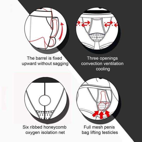 Sexy Men Mesh Underwear Ice Silk Mid-rise Shorts Panties U Convex Pouch Separation Ultra Thin Breathable Shorts Underpants