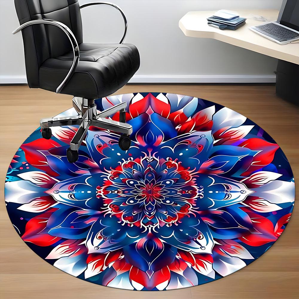 1pc Floral Mandala Design Carpet, Round Non Slip Durable Large Size Office Carpet, Suitable for Office