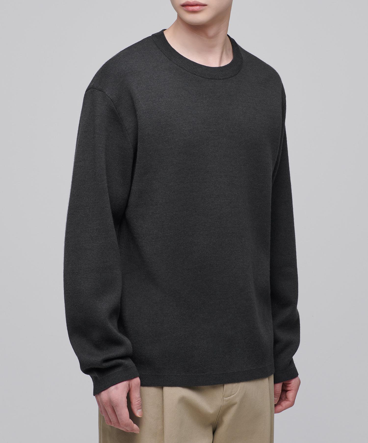 Musinsa Standard Minimal Crew Neck Knit [Gunmetal] Gunmetal/S