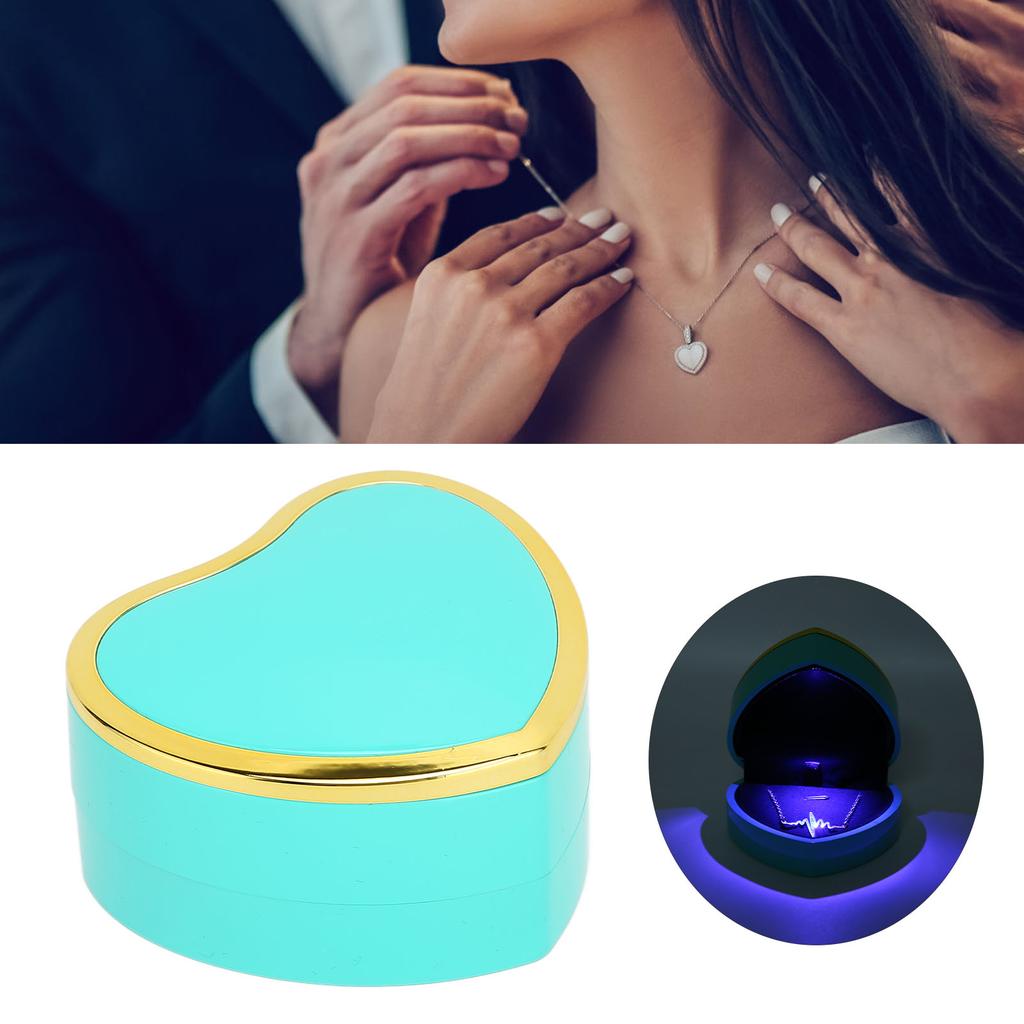 Heart Shaped Necklace Box Elegant Jewelry Display Gift Box with LED Light for Proposal Engagement