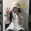 Bear Short-sleeved T-shirt Women's Ins Tide Medium and Long Bf Harajuku Lazy Style Korean Version Large Version Loose Hong Kong Style Half-sleeved Top