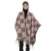 New autumn and winter circle yarn imitation mohair thickened jacquard checkered cross shawl