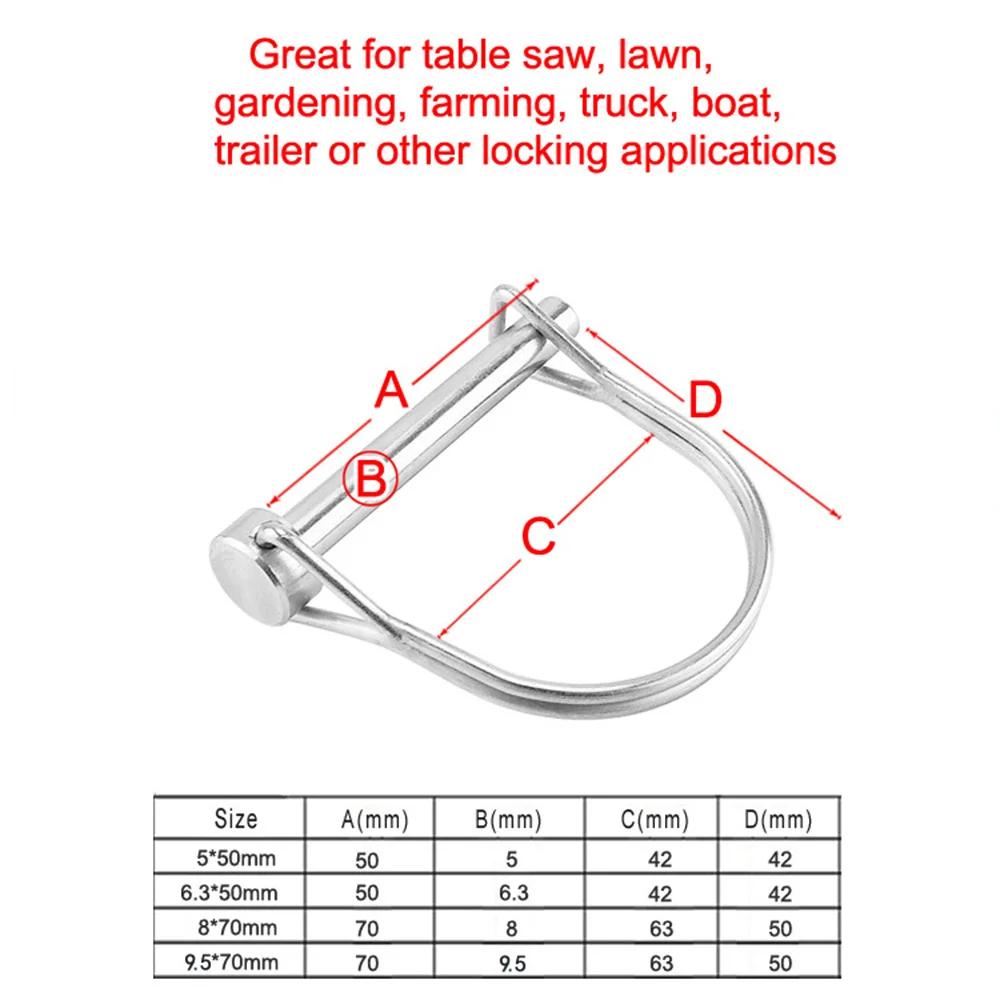 Stainless Steel Quick Release Pin Round Arch Wire Shaft Locking Pin Safety Coupler Pin Retainer Farm Trailers Wagons Lawn Garden