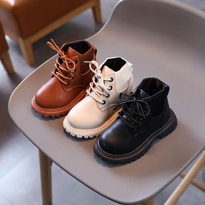 Autumn and Winter New Classmate Children's Boots Boots Foreign Trade Boys Leather Low Tube Cotton Short Boots Girls Baby Shoes