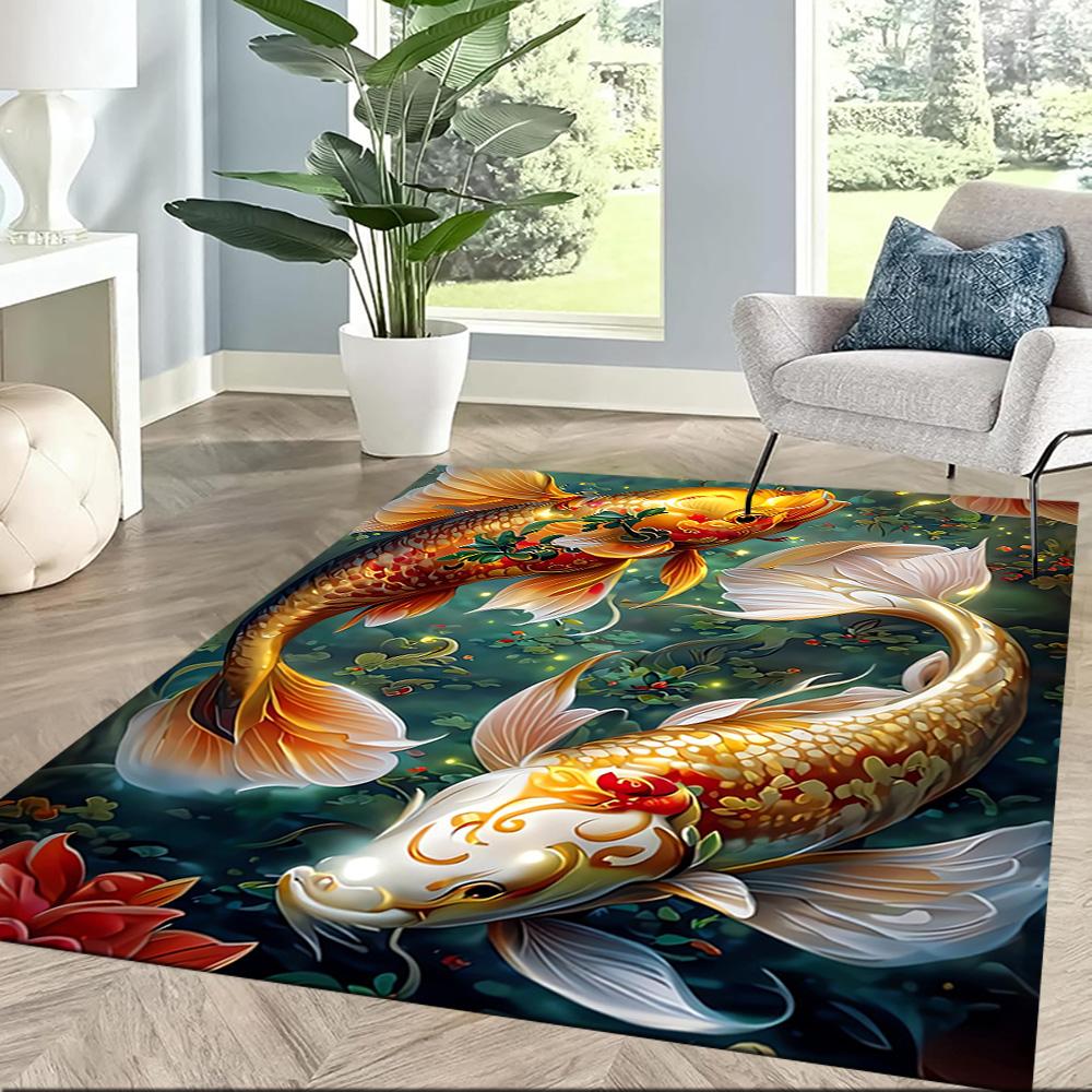 Koi Fish Swimming In Water Floor Mats for Living Room, Bedroom and Room Decoration Are Suitable for Gifts.