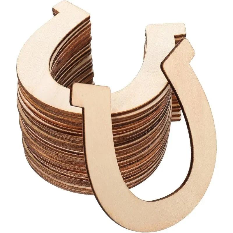10pcs/lot Wooden Horseshoe Cutouts, Unfinished Wood Horseshoes Blank Horseshoe DIY Horseshoe Chips for DIY Craft Wedding