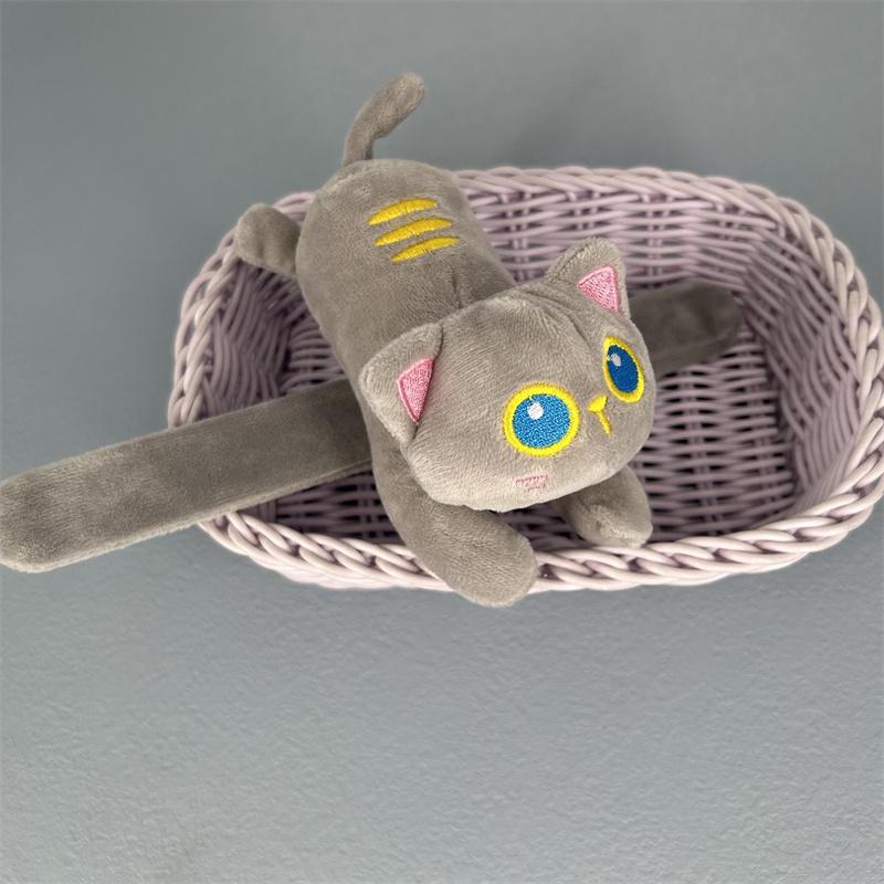 

Lovely 4Colors Cat - 14CM Animal Slap Snap Wrap Wristband Bracelet Plush Stuffed Animal Hand Ring Wristband Toy Doll серый