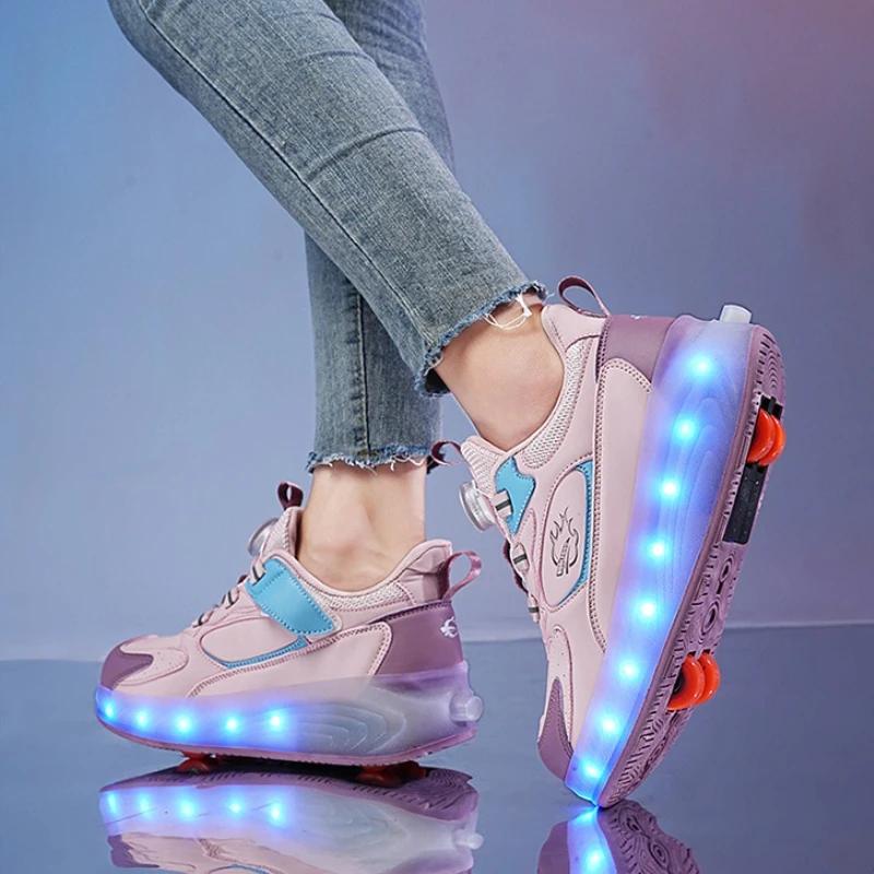 Children's 4-wheel Invisible Roller Skate Shoes Adult Roller Skates Boys' Wheel Shoes Girls' Skates Shoes With Wheels Sneaker