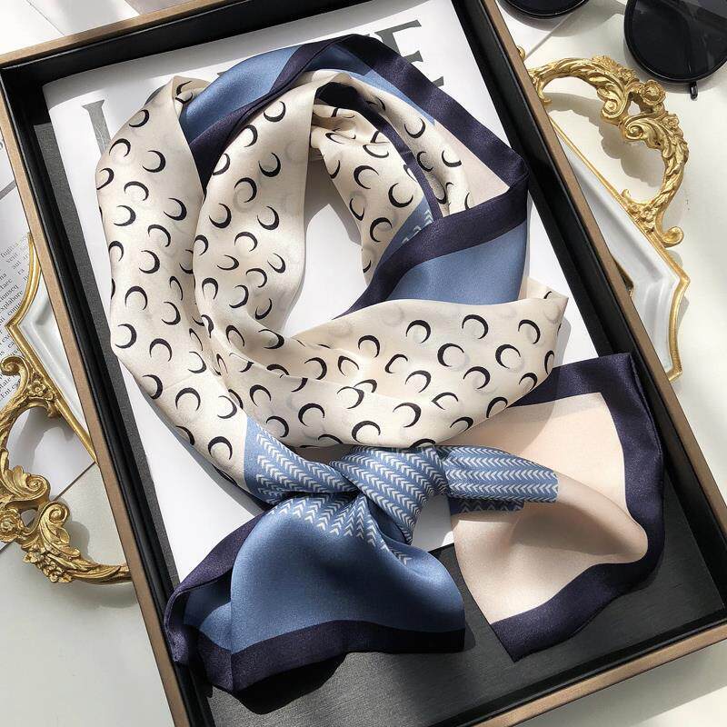 Refreshing sky blue mulberry silk silk scarf spring and summer double-sided silk plain Zou satin silk scarf fine narrow scarf streamer