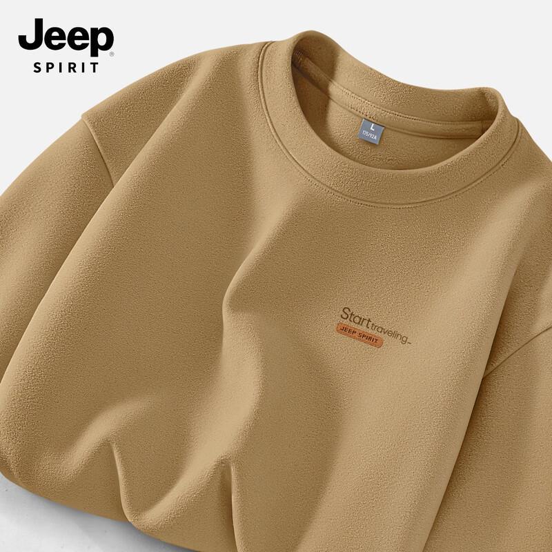 JEEP SPIRIT Men's D-Velvet Thermal Round Neck Long-Sleeve T-Shirt