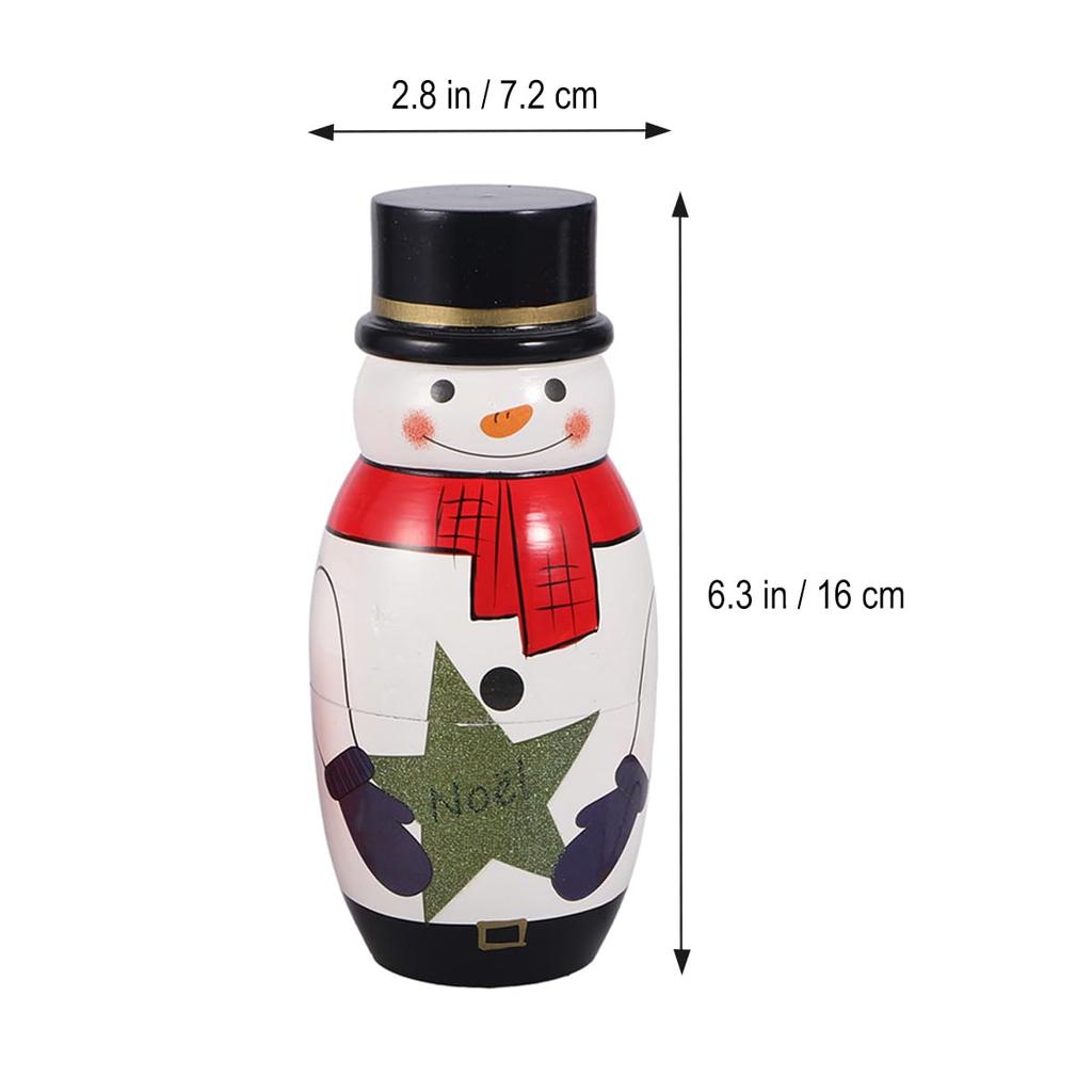 LIOOBO Matryoshka Russian Dolls, Handmade Traditional Wooden Toys, Decorative Accessories, Christmas, Birthday Gifts, 5-Piece Set (Snowman)