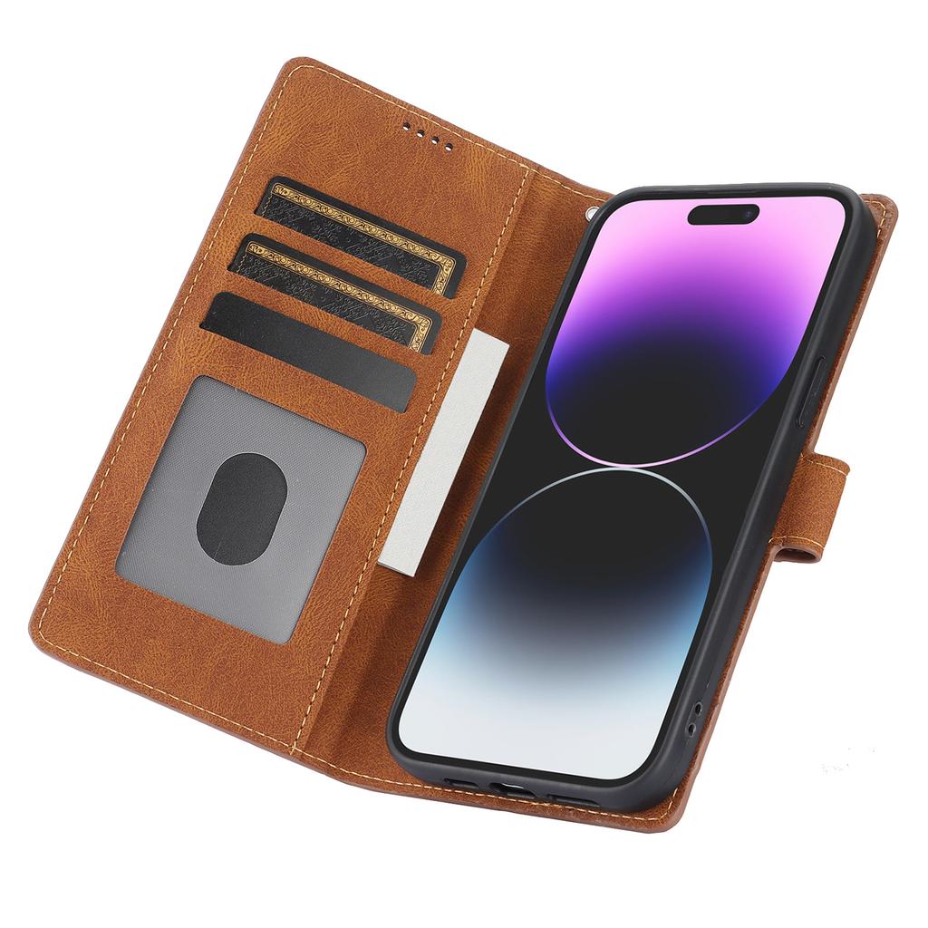For iPhone 16 Case PU Leather Phone Cover Card Holder Magnetic Clasp Protective