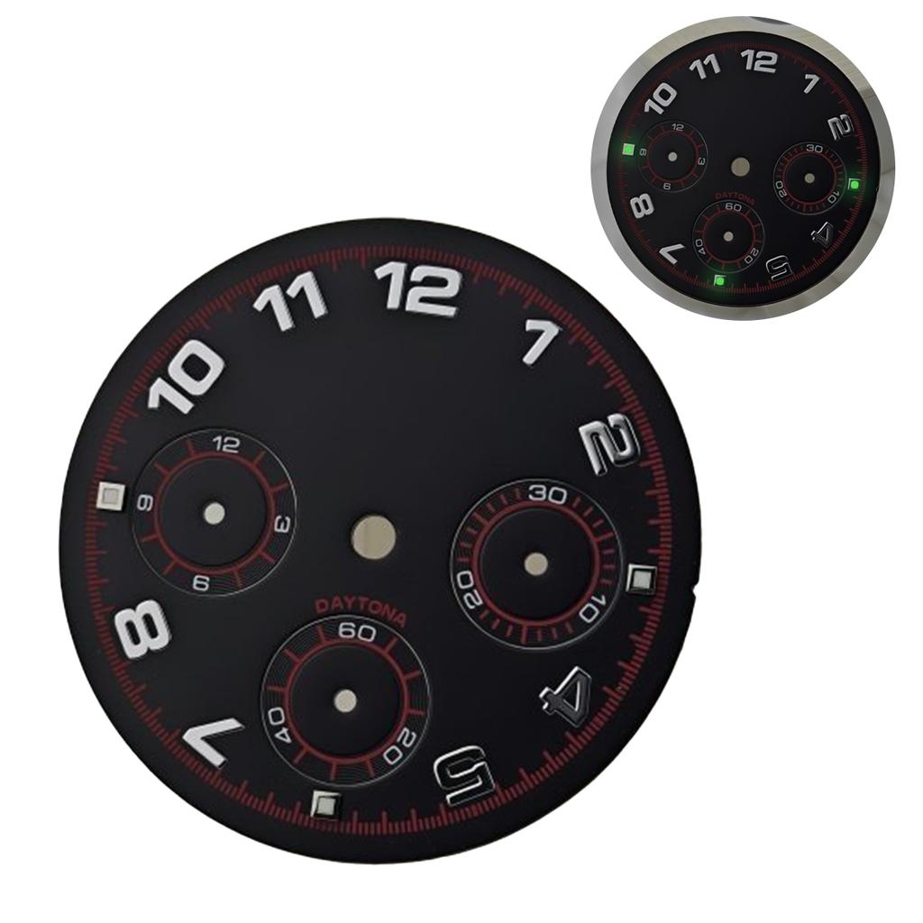 29.5mm Green Luminous White giant panda Dial Fit For VK63 No Logo Movement High-Quality Watch Modification Accessories