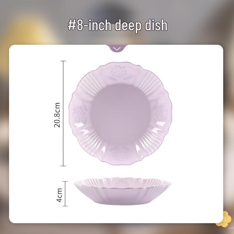 Wuhe Glazed Purple Lily of the Valley 8-Inch Bone China Plate