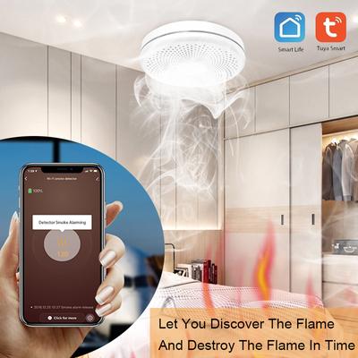 Detector de Incêndio WiFi Inteligente Tuya Sensor de Alarme de Fumaça Fumaça e Monóxido de Carbono Composto Alarme Doméstico Remoto Sem Bateria
