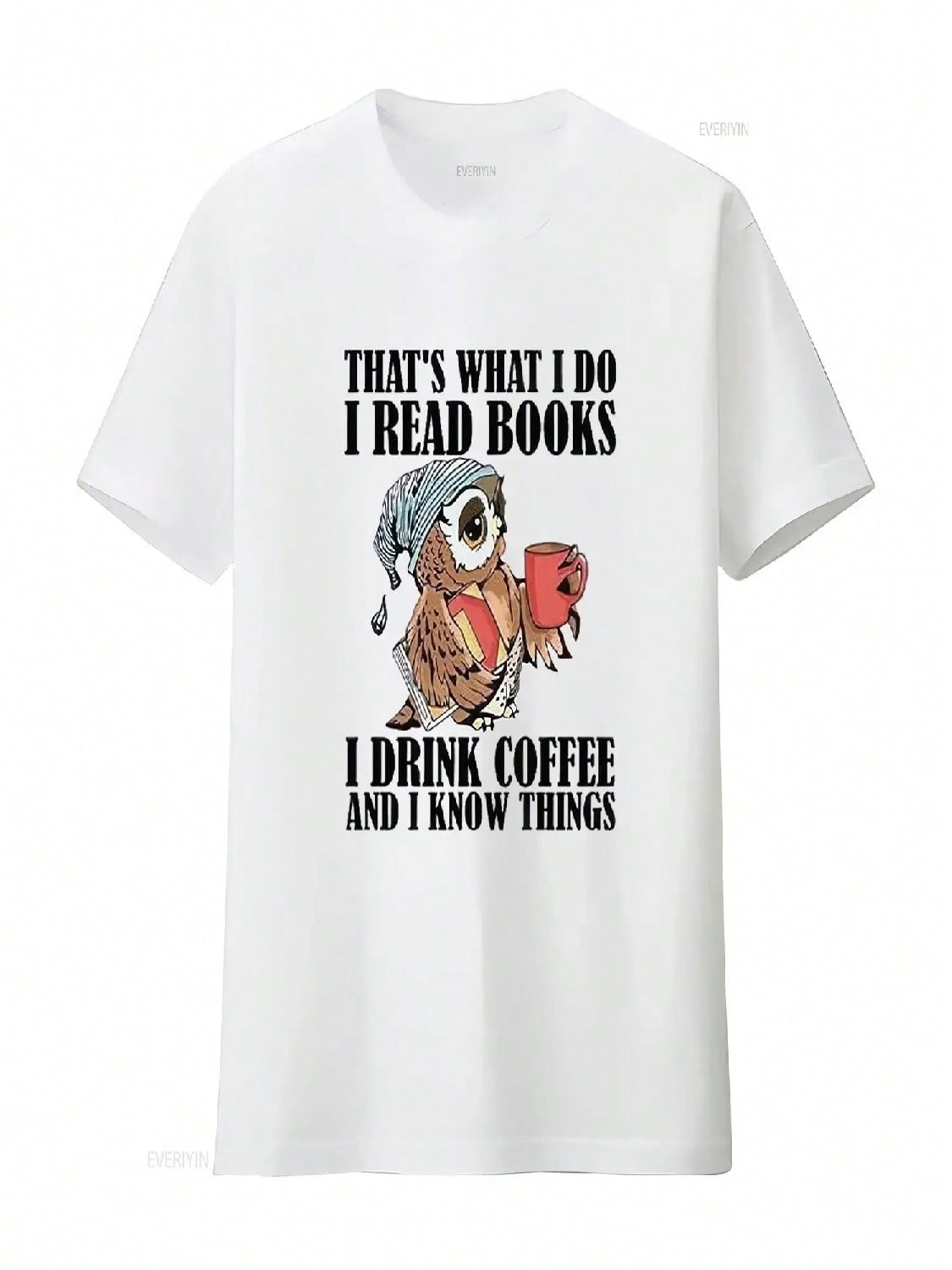 Women T Shirt That S What I Do Read Books Drink Coffee And Know Things Print Round Neck Tops Casual Vintage Washed Comfortable S