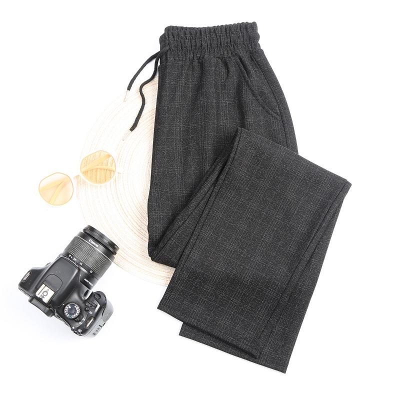 Medium Mom Pants Loose Medium Elderly Pants Women's Plaid Pants Grandma Pants Striped Pants Black Straight Pants