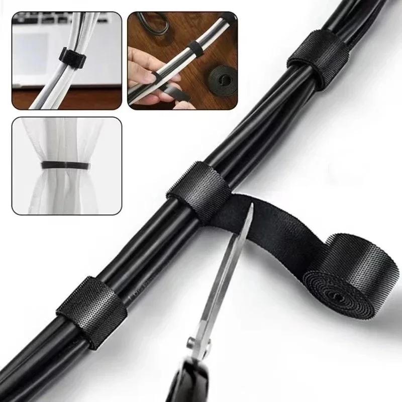 Cable Winder Tapes Storage Management Straps Self Adhesive Fastener Cord Ties Reusable Double Side Hook Loop Wire 1M 3M 5M