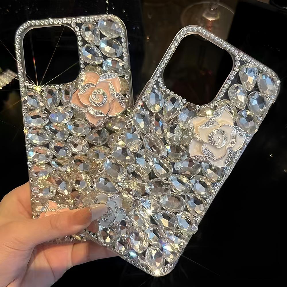 Glitter Bling Crystal Rhinestone Camellia Flower Phone Case For Samsung Galaxy Note 20 Ultra 10 Plus Xcover 7 Pro Sparkly Diamond Cover
