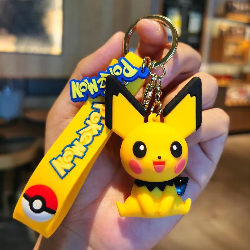 Pikachu Keychain  Key Ring, Cute Snorlax Eevee Car Charm Backpack Pendant For Kids Girls Anime Present For Kids