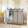 Laundry Basket with 4 Compartments, 160 L Laundry Sorter with Wheels, Removable Laundry Bag, 97 x 38 x 81 cm, Grey