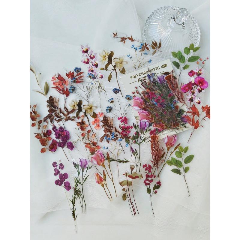 40sheets/Pack Vintage Flower Plants Notebook Decorative Stickers PET Decorative Stickers For Scrapbooking Label Diary Stationery Album Telephone