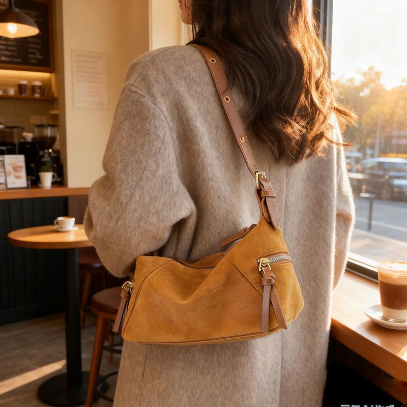 Simple Sense of Luxury Portable Retro Crossbody Bags for Women 2026 Winter New Large Capacity Faux Suede Square Shoulder Bags