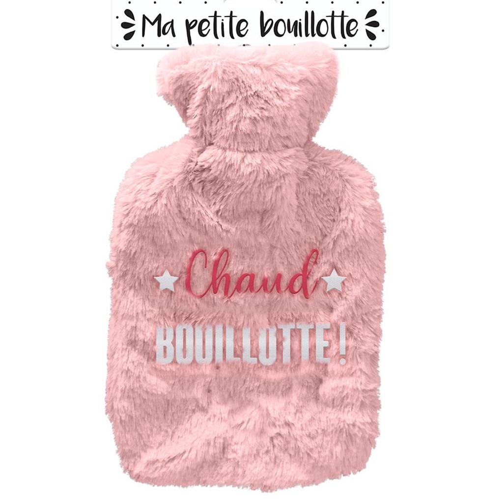Les Trésors De Lily [A3012] - Bouillotte fourrure 'Chaud Bouillotte ! ' rose - 27x16 (1L)