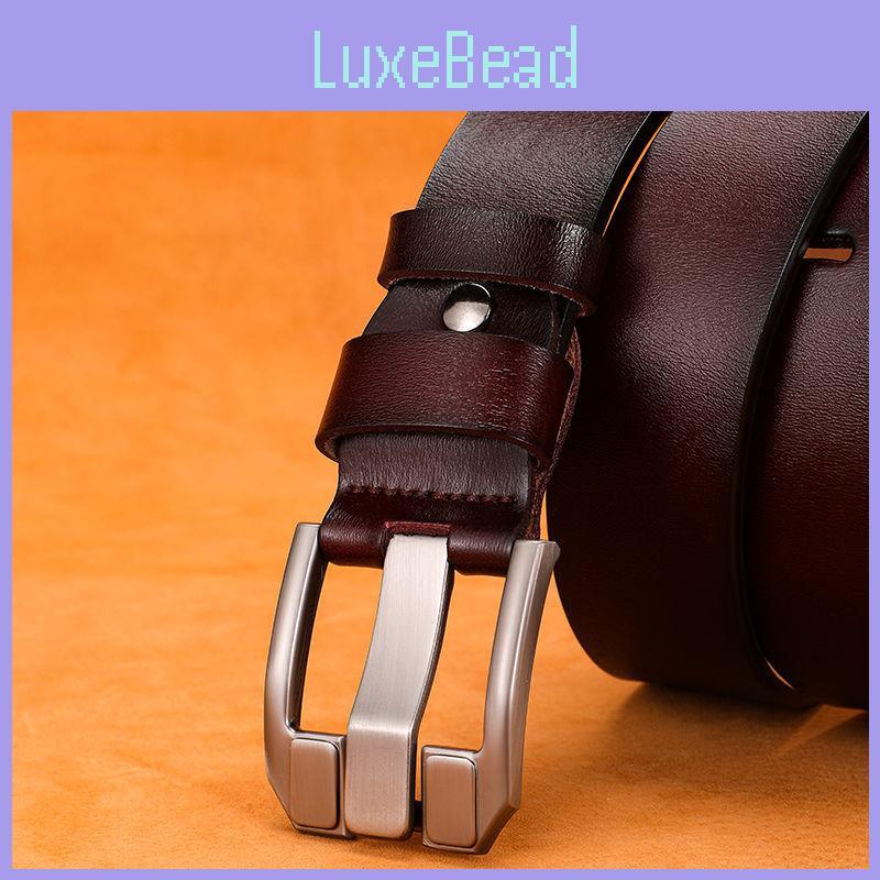 Color Solid Men Leather Belt With Geometric Style And Durable Alloy Pin Buckle
