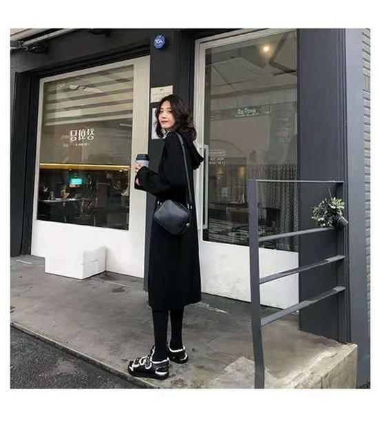 Vestido Suéter con Capucha para Mujer: Nuevo Otoño/Invierno Suelto, Casual, Tejido, Slim, Largo Medio, Estilo por Encima de la Rodilla.