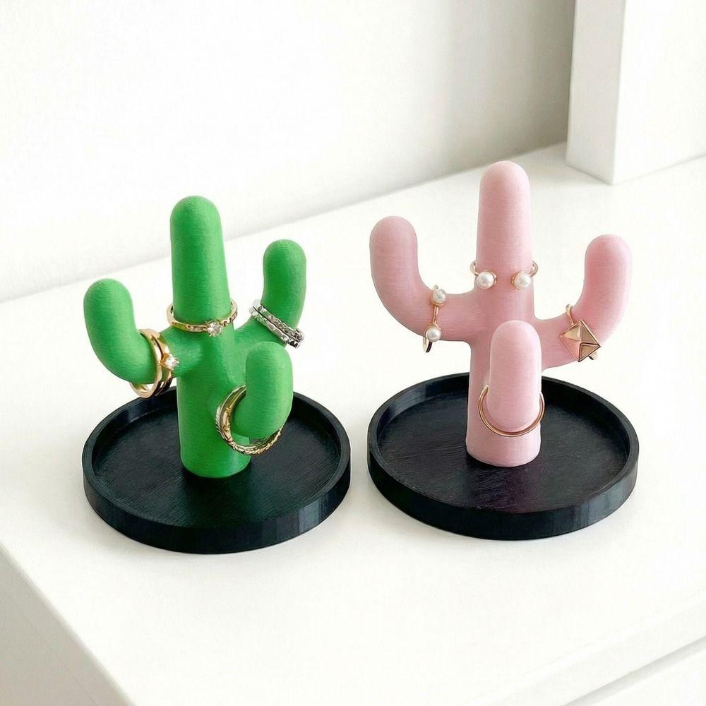 INS Cactus Ring Holder Creative Cactus Trinkets Plate Necklace Dish Mini Key Tray  Ring Display