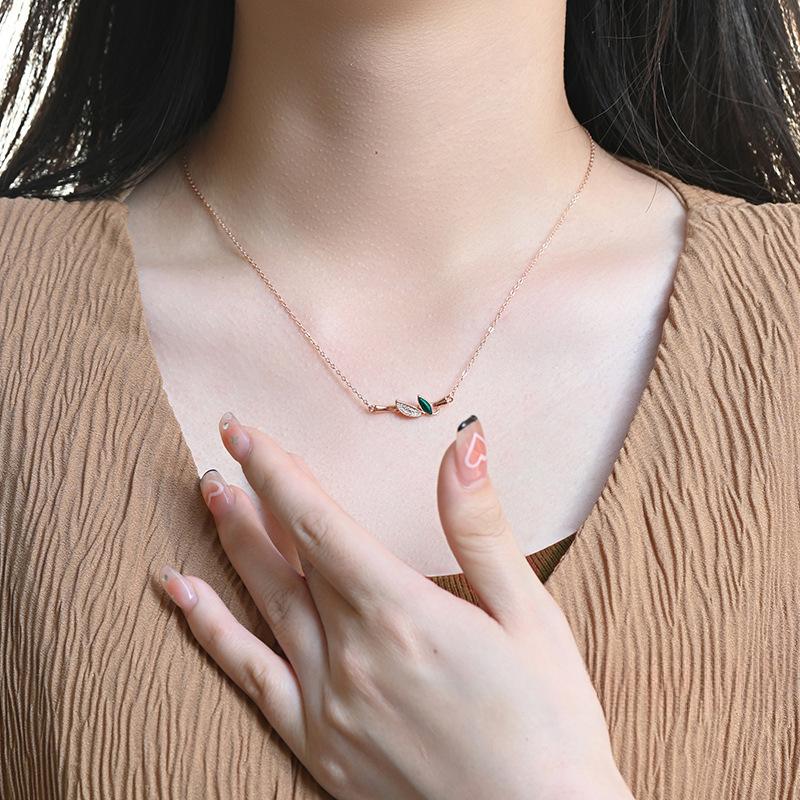 Chinese Style Bamboo Joint Necklace New China New Zealand Light Luxury High Grade Elegant Temperament Elegant Chinese Style Clavicle Chain