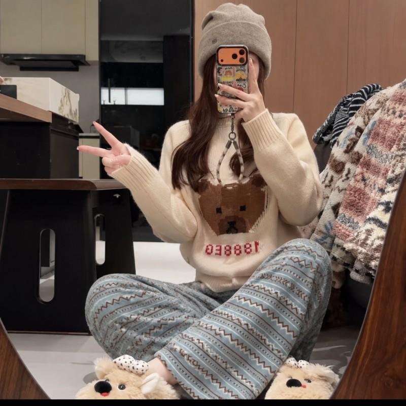 Thick Fleece Lined Lounge Pants Women Winter Warm Casual Wearable Sleepwear Plus Size