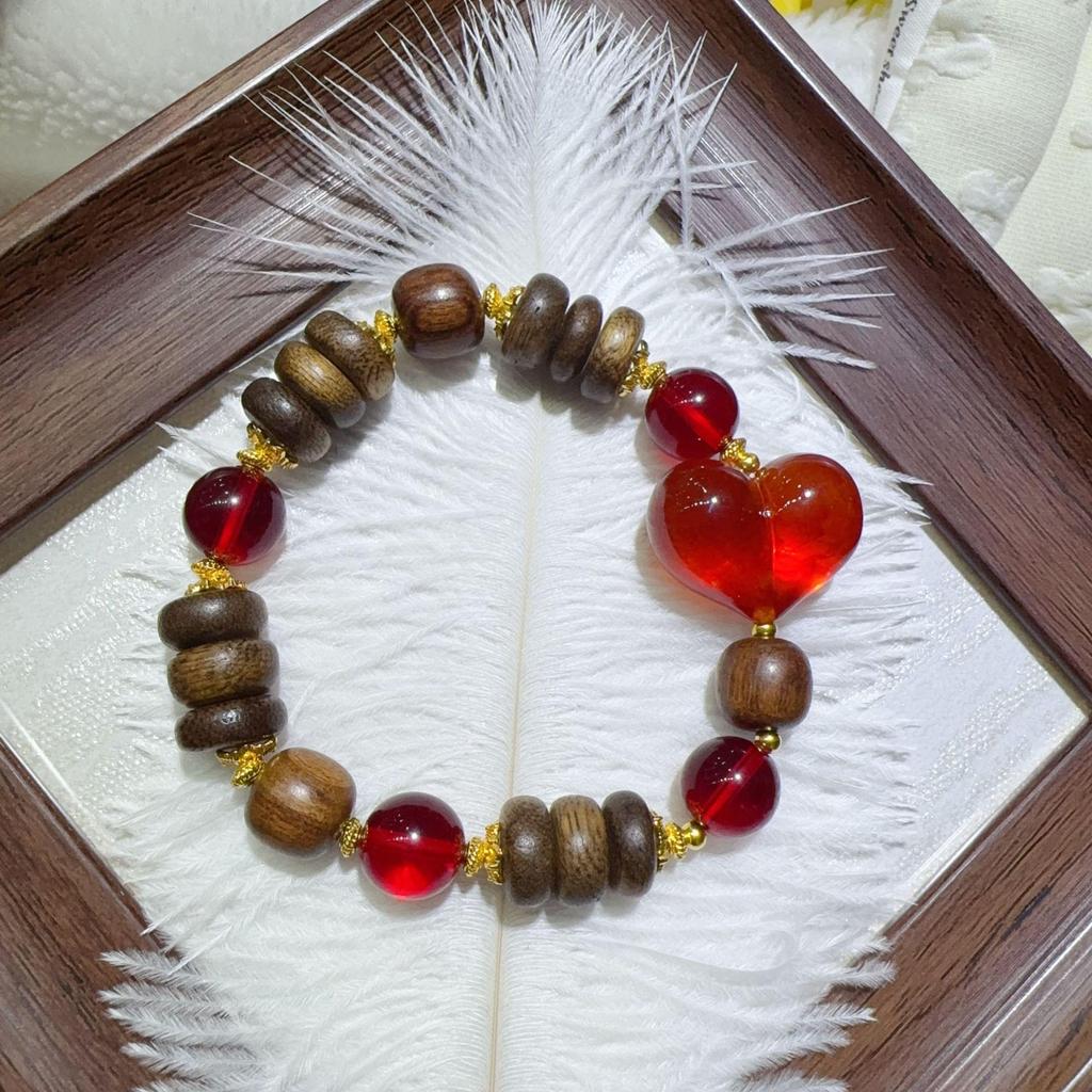 Original Chinese Agarwood Multi-Treasure Bracelet for Women - Natural Wood Beads, Retro High-End Style