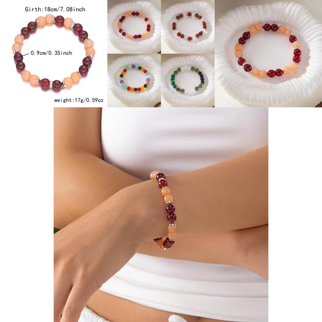 Geometric Stone Womens Bracelet Handmade Elastic Cord Minimalist Jewelry For Casual Wear